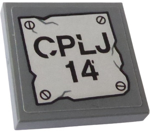 LEGO Dark Stone Gray Tile 2 x 2 Inverted with 'CPLJ 14' Sticker (11203)