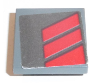 LEGO Dark Stone Gray Tile 2 x 2 Inverted with Red Stripes (Left) Sticker (11203)