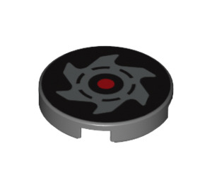 LEGO Dark Stone Gray Tile 2 x 2 Round with Circular Saw Blade with "X" Bottom (14769 / 16277)