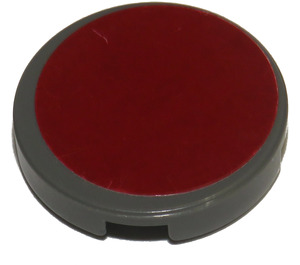 LEGO Dark Stone Gray Tile 2 x 2 Round with Dark Red Circle Sticker with "X" Bottom (4150)