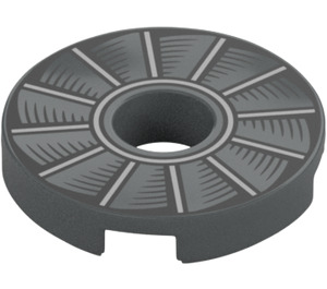 LEGO Dark Stone Gray Tile 2 x 2 Round with Hole in Center with Rotor Blades (15535 / 21605)