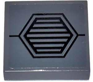 LEGO Dark Stone Gray Tile 2 x 2 with AT-ST Air Vents Sticker with Groove (3068)
