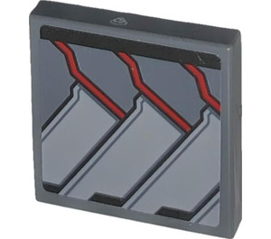 LEGO Dark Stone Gray Tile 2 x 2 with Backplate of Falcon Armor Wings (Right) Sticker with Groove (3068)