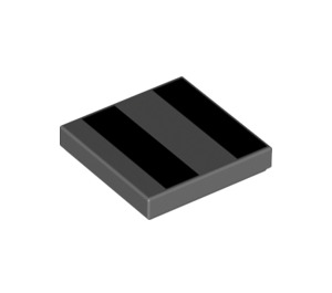 LEGO Dark Stone Gray Tile 2 x 2 with Black Lines with Groove (3068 / 67505)