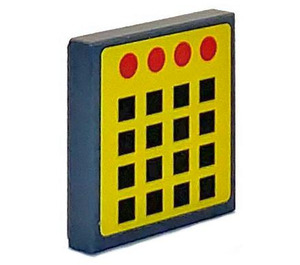 LEGO Dark Stone Gray Tile 2 x 2 with Black Squares and Red Dots Sticker with Groove (3068)