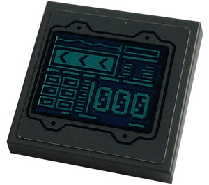 LEGO Dark Stone Gray Tile 2 x 2 with Display Screen, '000' Sticker with Groove (3068)
