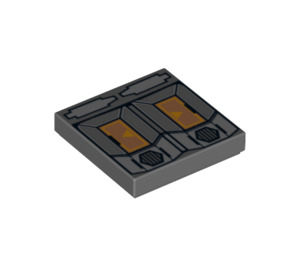 LEGO Dark Stone Gray Tile 2 x 2 with Droid T7-O1 Panel with Groove (3068 / 10548)