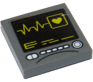 LEGO Dark Stone Gray Tile 2 x 2 with Gold Heart rhythm screen Sticker with Groove (3068)
