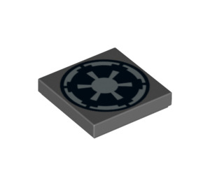 LEGO Dark Stone Gray Tile 2 x 2 with Imperial Insignia with Groove (3068 / 74979)