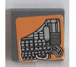 LEGO Dark Stone Gray Tile 2 x 2 with Landspeeder Circuitry Sticker with Groove (3068)