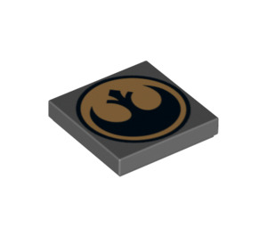 LEGO Dark Stone Gray Tile 2 x 2 with Rebel Alliance with Groove (3068 / 74978)