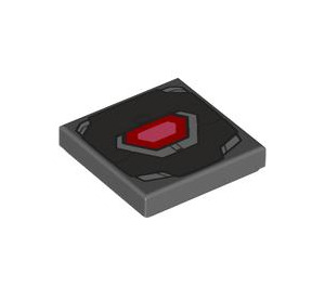 LEGO Dark Stone Gray Tile 2 x 2 with Red with Groove (3068 / 106180)