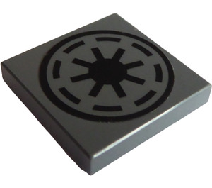 LEGO Dark Stone Gray Tile 2 x 2 with Star Wars Republic Logo Sticker with Groove (3068)