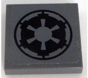 LEGO Gris pierre foncé Tuile 2 x 2 avec SW Imperial logo Autocollant avec rainure (3068)