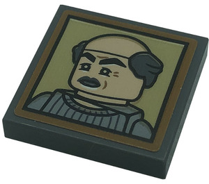 LEGO Dark Stone Gray Tile 2 x 2 with Uncle Leo Minifigure Sticker with Groove (3068)