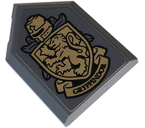 LEGO Dark Stone Gray Tile 2 x 3 Pentagonal with Griffindor Coat of Arms Sticker (22385)