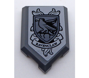 LEGO Dark Stone Gray Tile 2 x 3 Pentagonal with Ravenclaw Coat of Arms Sticker (22385)