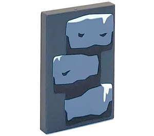LEGO Dark Stone Gray Tile 2 x 3 with Bricks with Snow Sticker (26603)