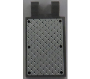 LEGO Dark Stone Gray Tile 2 x 3 with Horizontal Clips with 6 Black Rivets on Silver Tread Plate Sticker ('U' Clips) (30350)