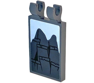 LEGO Dark Stone Gray Tile 2 x 3 with Horizontal Clips with Shingle Roof with Snow Sticker (Thick Open 'O' Clips) (30350)