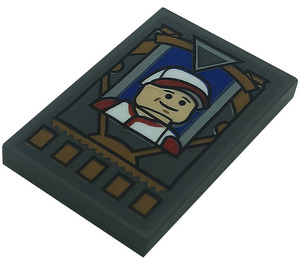 LEGO Dark Stone Gray Tile 2 x 3 with Minifigure with White and Red Cap Sticker (26603)