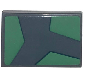LEGO Dark Stone Gray Tile 2 x 3 with Sand green and gray Camouflage Sticker (26603)