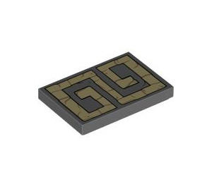 LEGO Dark Stone Gray Tile 2 x 3 with Tan Lines (26603 / 79237)