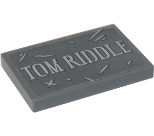 LEGO Dark Stone Gray Tile 2 x 3 with 'TOM RIDDLE' Headstone Sticker (26603)