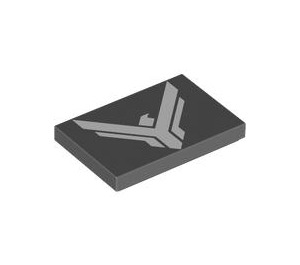 LEGO Dark Stone Gray Tile 2 x 3 with Y Shape White Dune Logo (26603 / 107172)