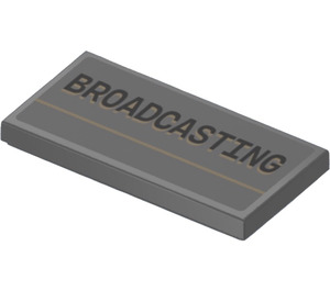 LEGO Dark Stone Gray Tile 2 x 4 with ‘BROADCASTING’ Sticker (87079)