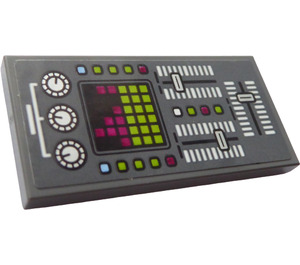 LEGO Dark Stone Gray Tile 2 x 4 with Console with Knobs, Faders and Buttons Sticker (87079)