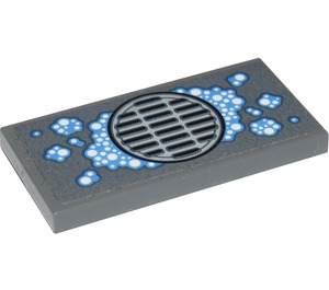 LEGO Dark Stone Gray Tile 2 x 4 with Drain with Bubbles Sticker (87079)