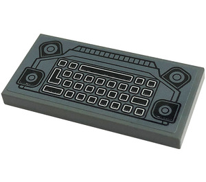 LEGO Dark Stone Gray Tile 2 x 4 with Keyboard Sticker (87079)