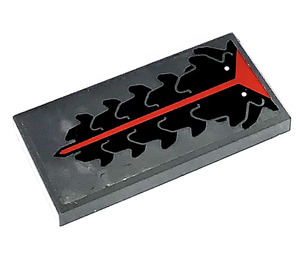 LEGO Dark Stone Gray Tile 2 x 4 with Red Bar, Black Scales Sticker (87079)