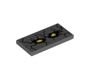 LEGO Dark Stone Gray Tile 2 x 4 with Rock Creature Face (34304 / 87079)