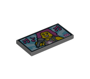 LEGO Dark Stone Gray Tile 2 x 4 with Singing Popstar on TV (21455 / 87079)