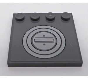 LEGO Dark Stone Gray Tile 4 x 4 with Studs on Edge with Medium Stone Gray Circles Sticker (6179)