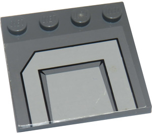 LEGO Dunkles Steingrau Fliese 4 x 4 mit Bolzen auf Kante mit Medium Stone Grau Panel Aufkleber (6179)