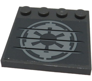 LEGO Dark Stone Gray Tile 4 x 4 with Studs on Edge with SW Imperial Logo Sticker (6179)