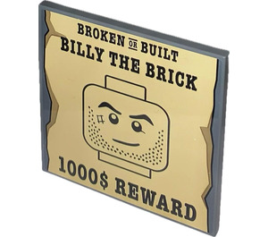 LEGO Dark Stone Gray Tile 6 x 6 with Broken or Built Billy the Brick 1000 $ Reward Sticker with Bottom Tubes (10202)