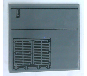 LEGO Dark Stone Gray Tile 6 x 6 with SW Vents and Black Lines (Right) Sticker with Bottom Tubes (10202)
