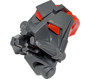 LEGO Dark Stone Gray Toa Head with Transparent Neon Orange eyes/brain stalk