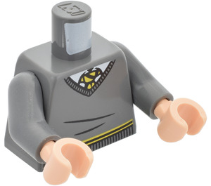 LEGO Mørk stengrå Torso V-Neck Sweater, hvid Krave, Gul og Sort Necktie og Waist Trim (Hufflepuff) (973 / 76382)