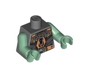 LEGO Donker steengrijs Torso met Fantasy Era Pantser en Keten Halsketting (973 / 76382)