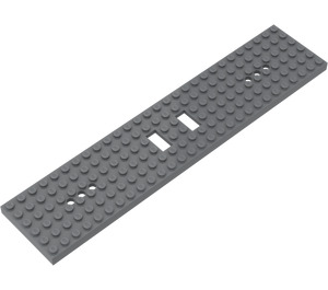 LEGO Gris Pierre Foncé Base de Train 6 x 28 avec 2 découpes rectangulaires et 3 trous ronds à chaque extrémité (4093)