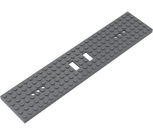 LEGO Dark Stone Gray Train Base 6 x 28 with 2 Rectangular Cutouts and 3 Round Holes Each End (4093)