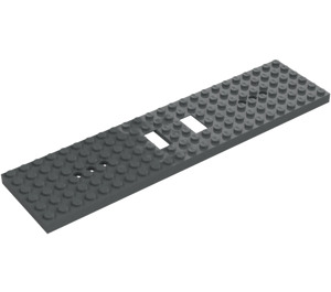 LEGO Dark Stone Gray Train Chassis 6 x 24 x 0.7 with 3 Round Holes at Each End (6584)