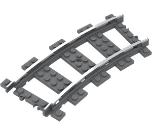 LEGO Mörk Stengrå Tåg Track 9V Böjd (2867 / 74747)