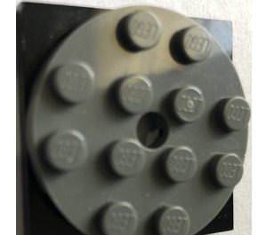 LEGO Donker Steengrijs Turntable 4 x 4 x 0.667 met Zwart Vergrendelings Basis