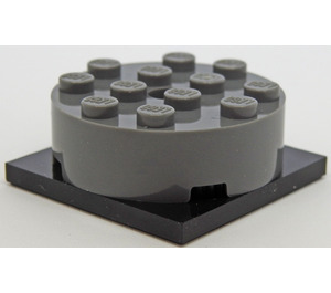 LEGO Dark Stone Gray Turntable with Black Flat Base